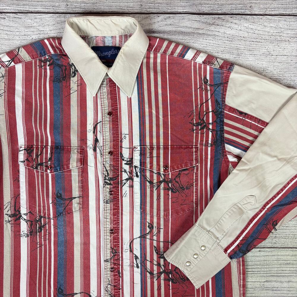 Vintage 1990s Wrangler Brushpopper Pearl Snap Long Sleeve Shirt